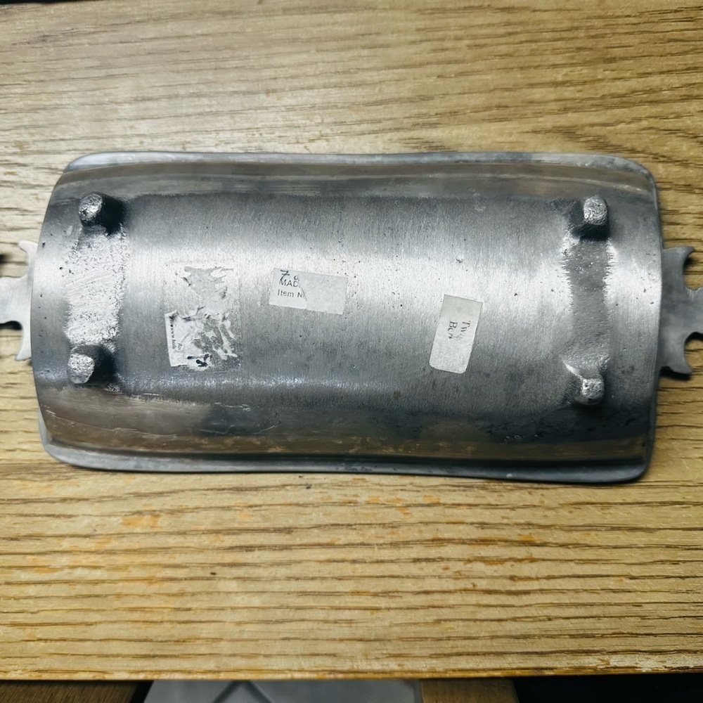 Silver Shallow Metal Tray with Integrated Handles - Picture 3 of 5